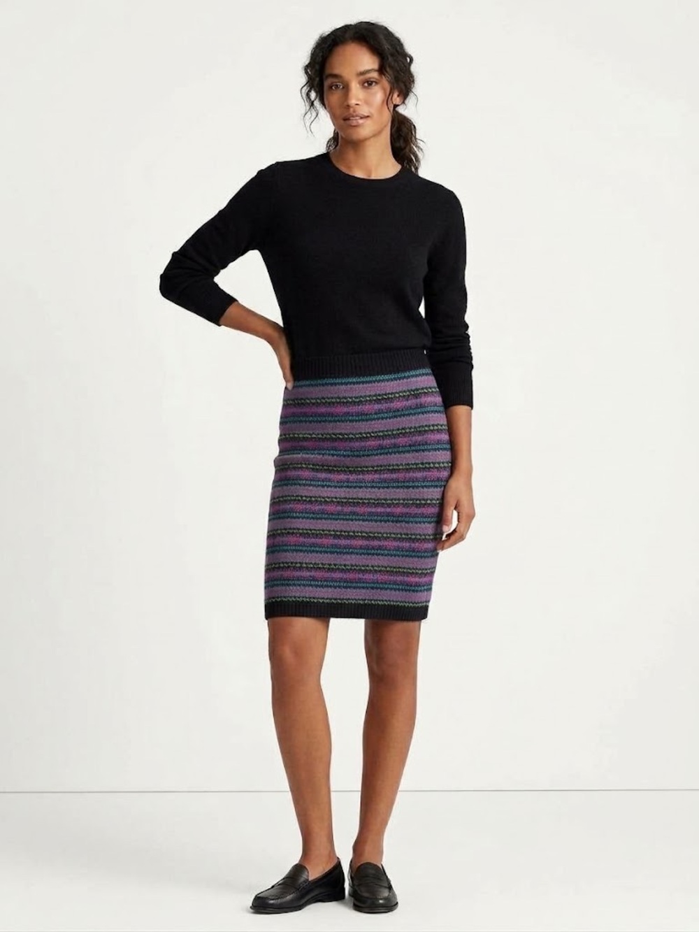 Ralph Lauren NWT Black Label Fair Isle Knit Print Aztec Pencil Skirt Medium P